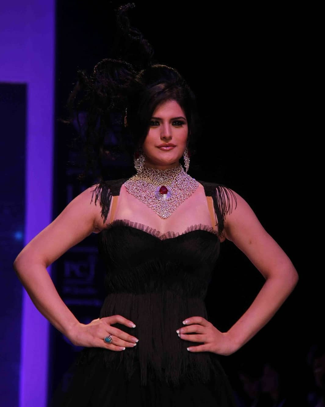 Zareen Khan Mega Cleavage Show in Black Dress