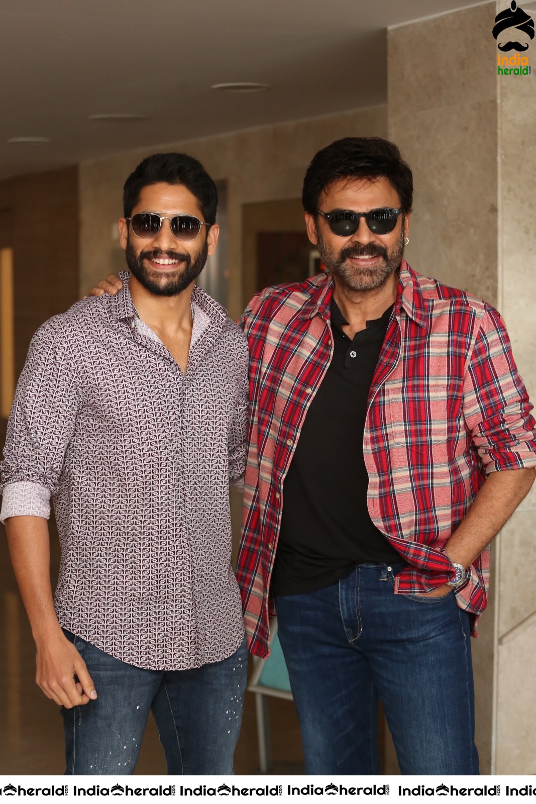 Actors Naga Chaitanya and Venkatesh Seen Together at Venky Mama Meet Set 2