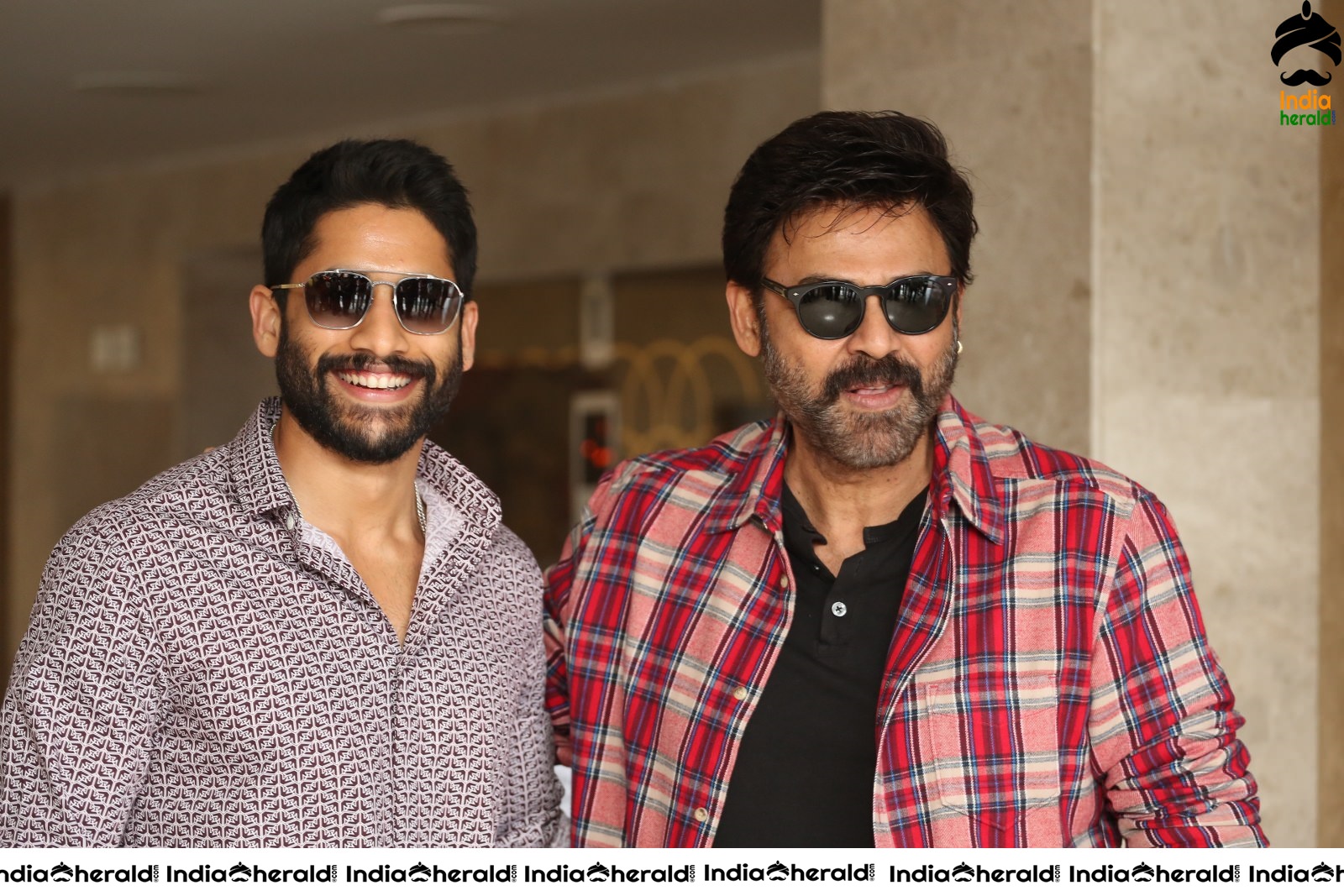 Actors Naga Chaitanya and Venkatesh Seen Together at Venky Mama Meet Set 2