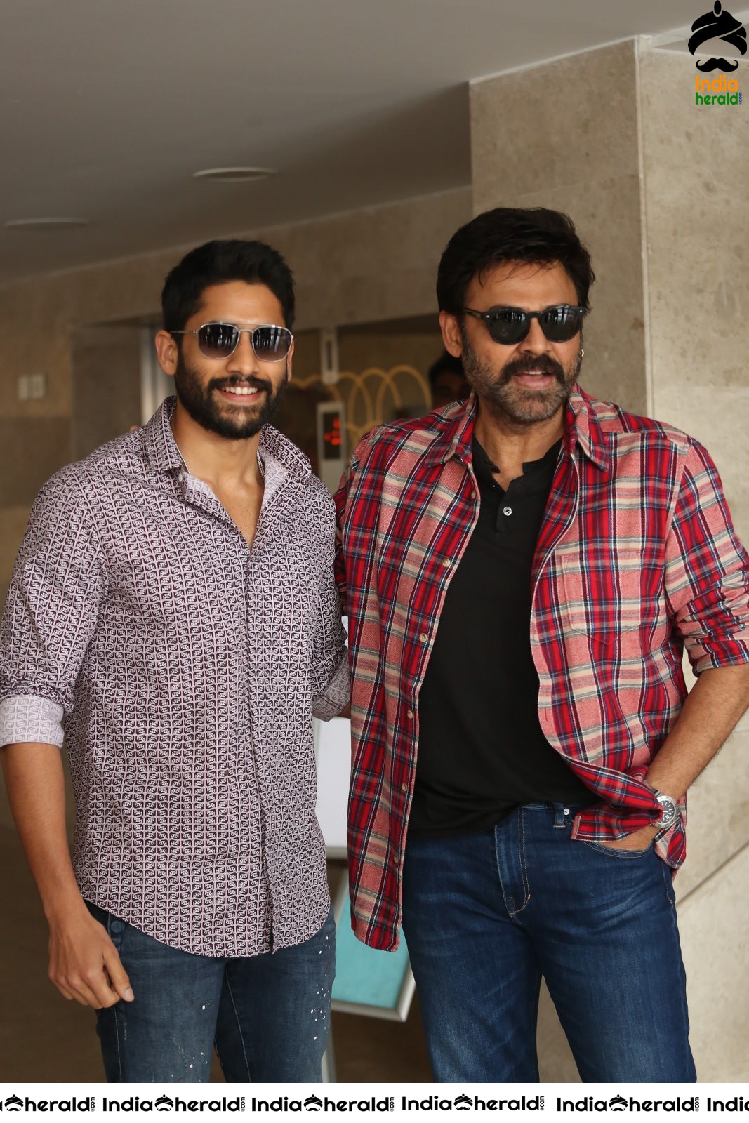 Actors Naga Chaitanya and Venkatesh Seen Together at Venky Mama Meet Set 2