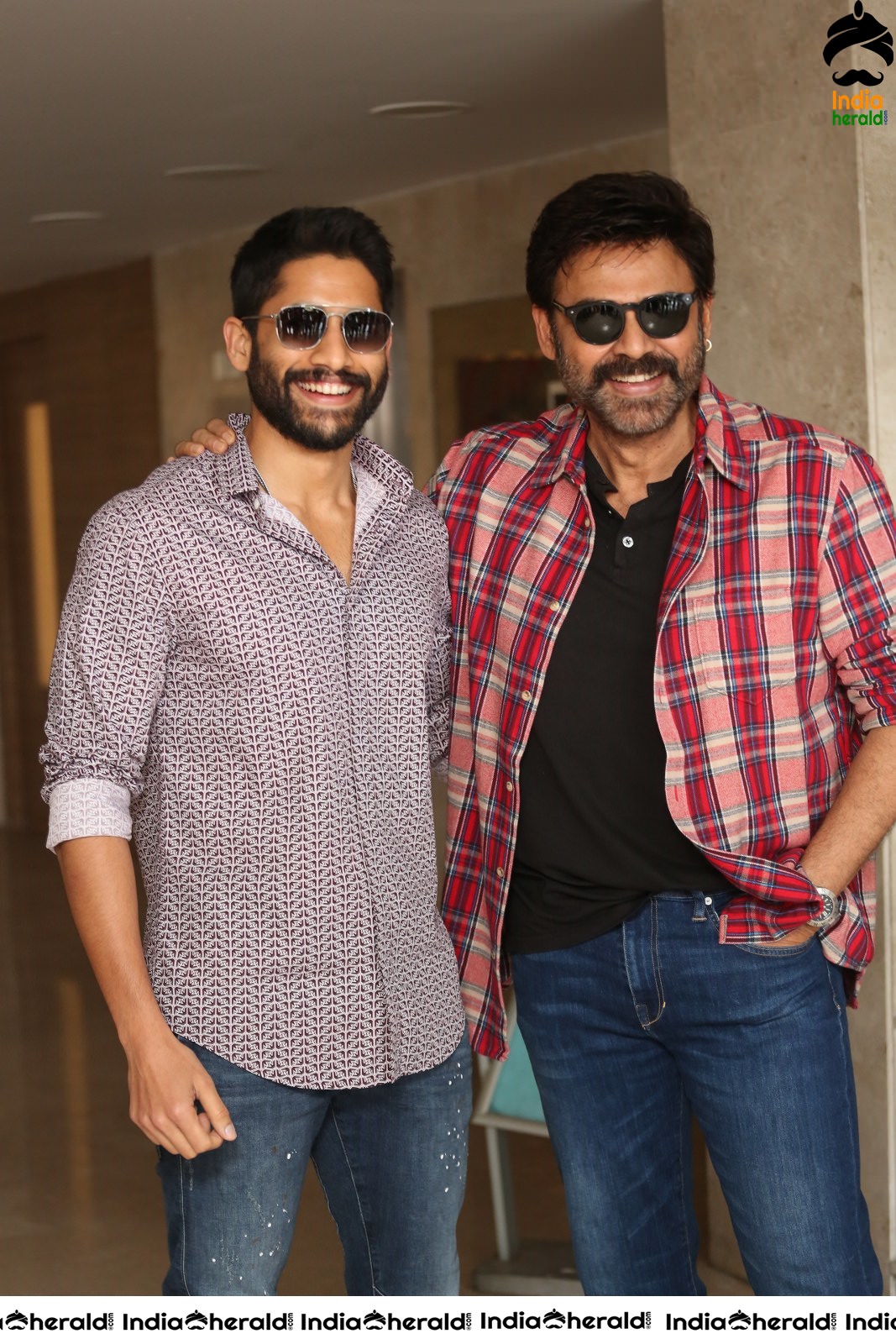 Actors Naga Chaitanya and Venkatesh Seen Together at Venky Mama Meet Set 2