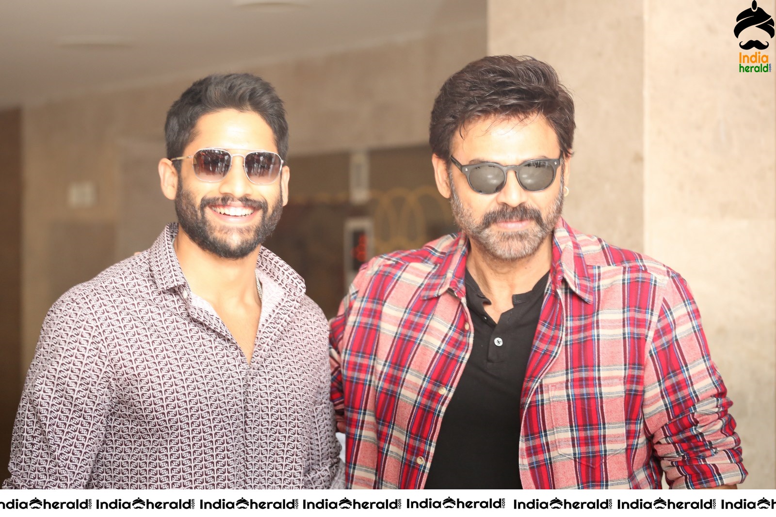 Actors Naga Chaitanya and Venkatesh Seen Together at Venky Mama Meet Set 2