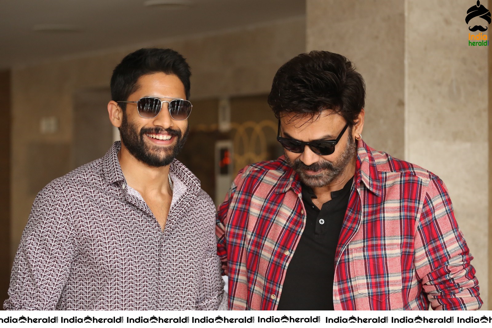 Actors Naga Chaitanya and Venkatesh Seen Together at Venky Mama Meet Set 2