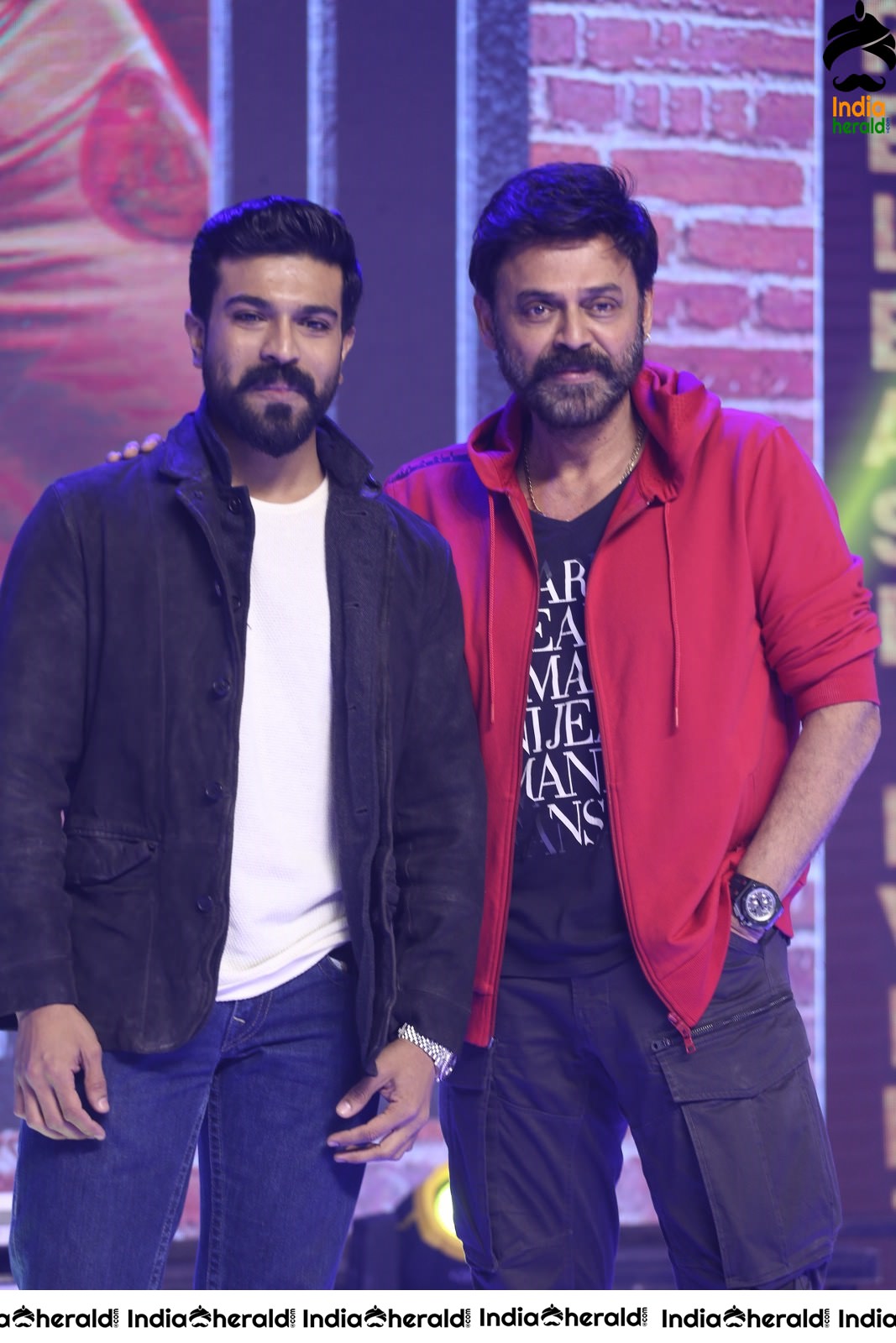 Actors Ram Charan and Venkatesh Seen Together On the Stage Set 1