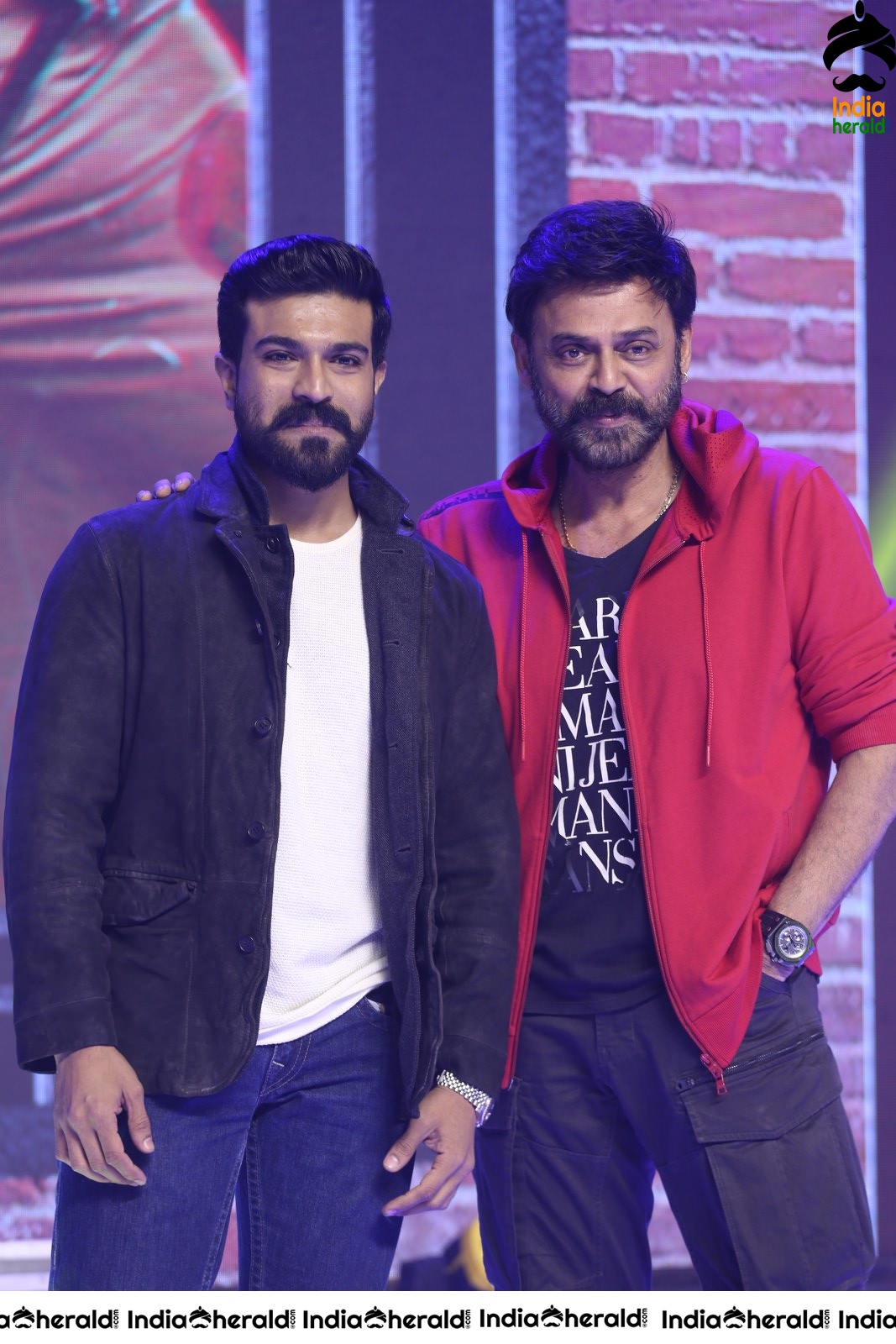 Actors Ram Charan and Venkatesh Seen Together On the Stage Set 1