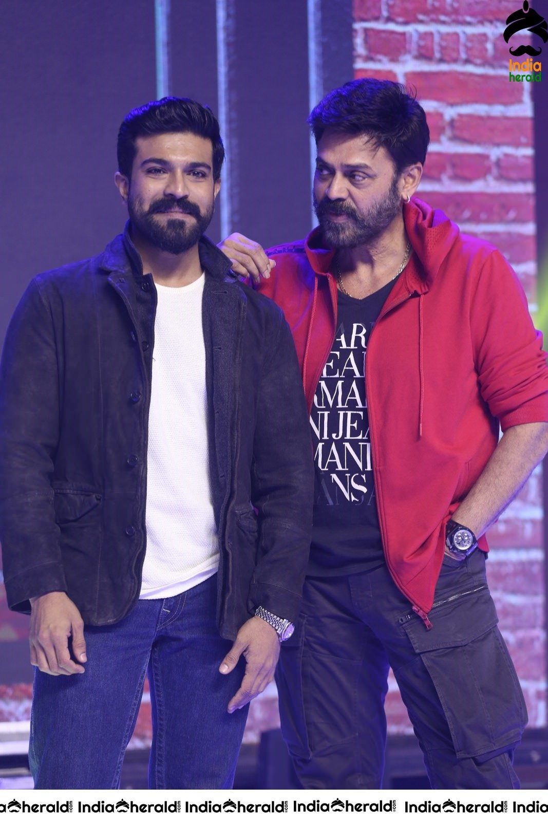 Actors Ram Charan and Venkatesh Seen Together On the Stage Set 1