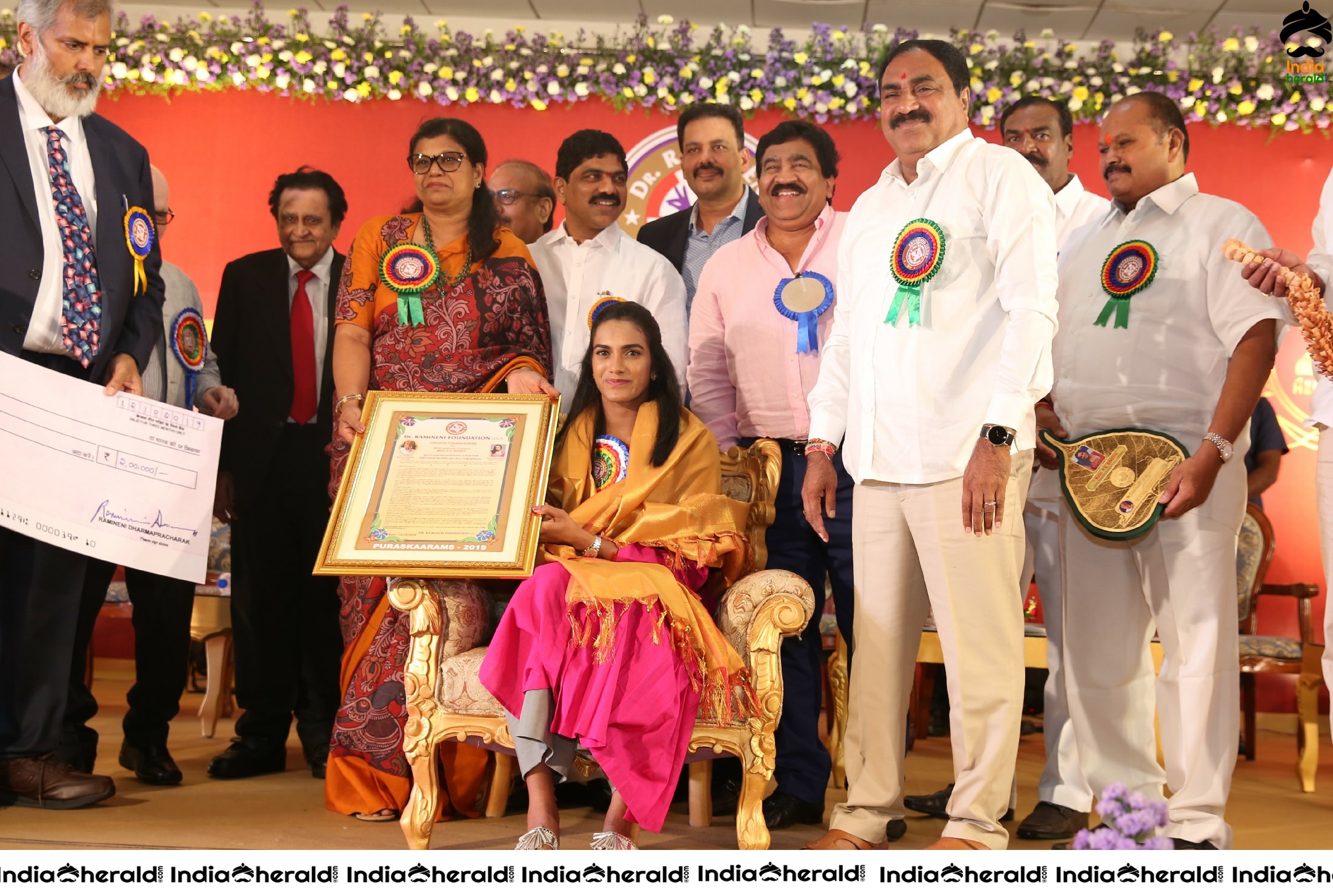 Badminton Champion PV Sindhu felicitated by Dr Ramineni Foundation Set 1