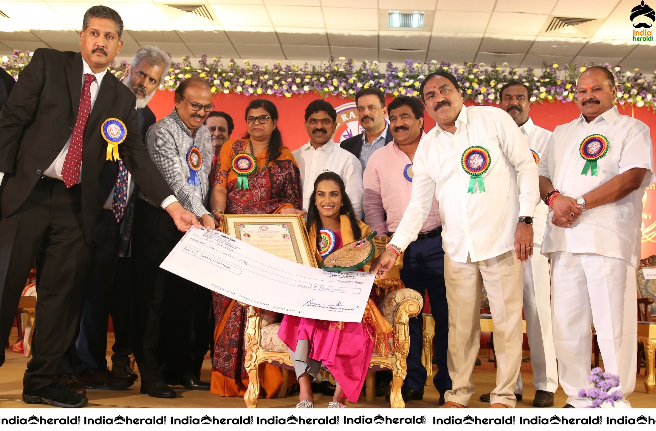 Badminton Champion PV Sindhu felicitated by Dr Ramineni Foundation Set 1