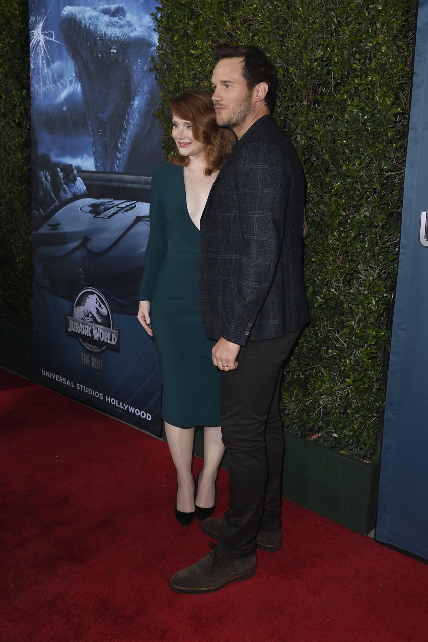 Bryce Dallas Howard And Chris Pratt At Jurassic World The Ride Grand Opening In Universal Studios