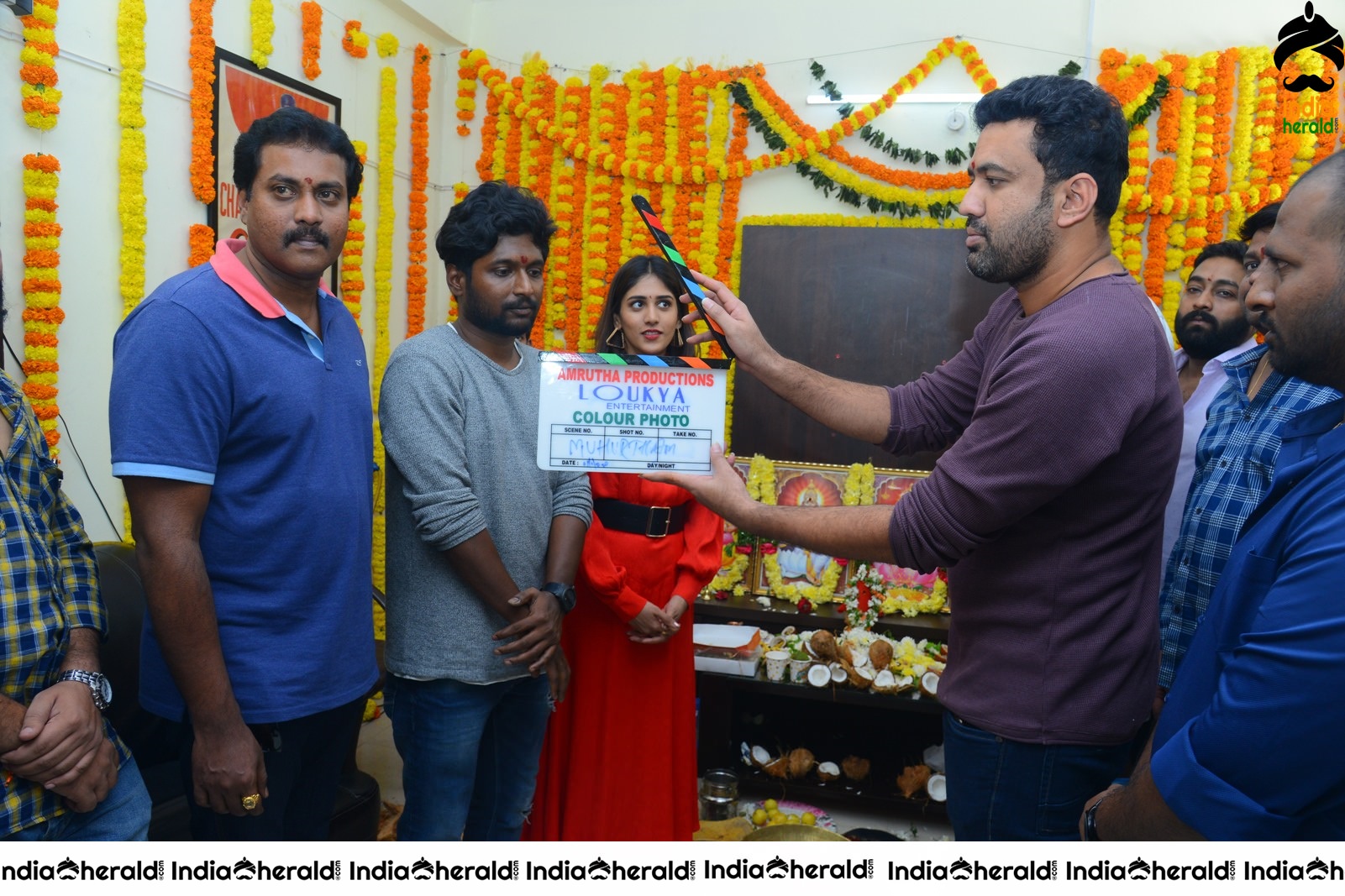 Color Movie opening Pooja pics Set 3