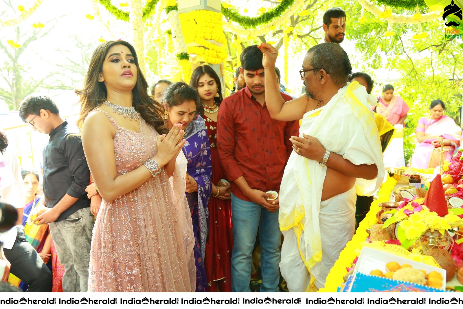Hot Nabha Natesh and Bellamkonda Sai Sreenivas new movie Pooja throwback Event photos Set 5