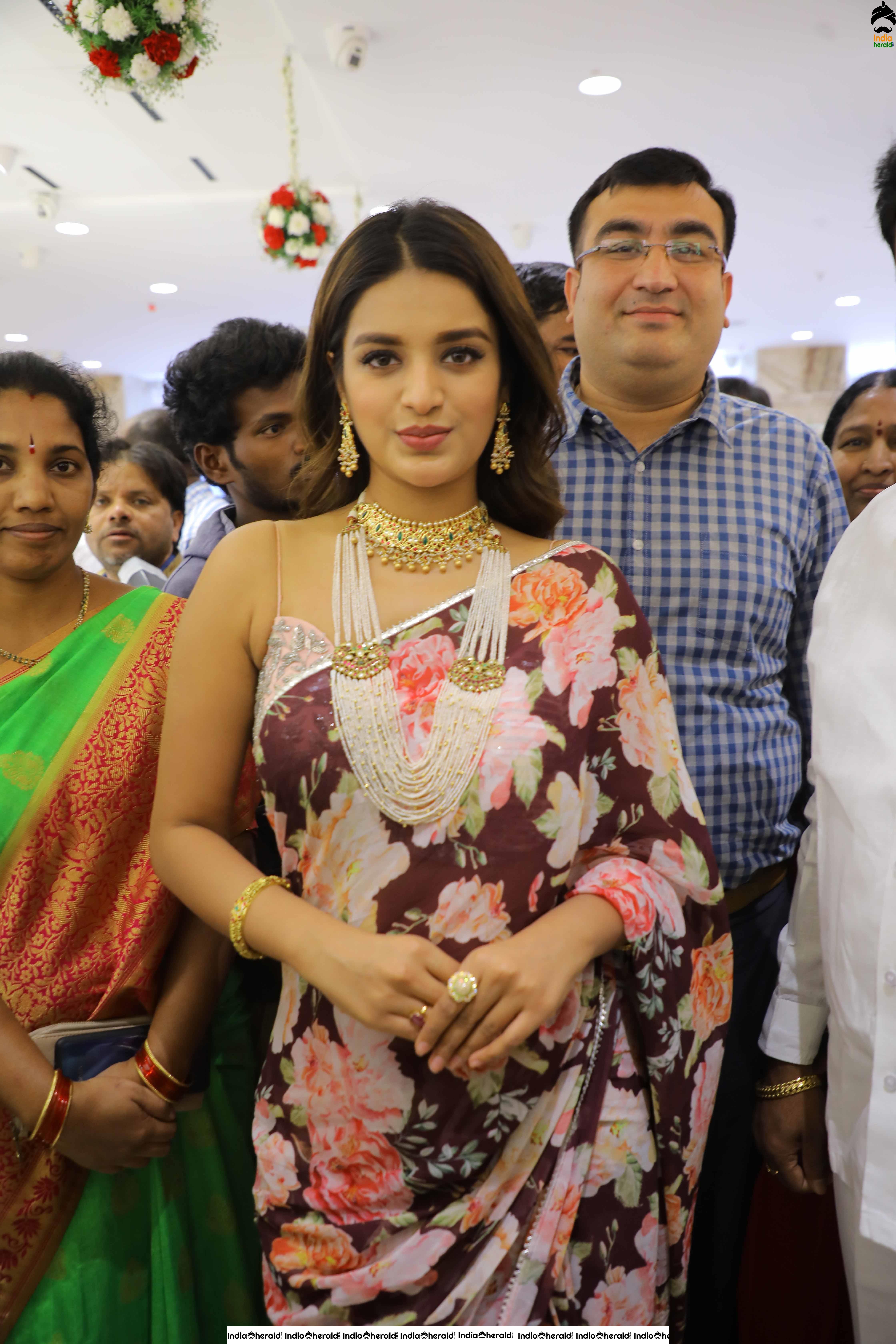 Hot Niddhi Agerwal in Saree Launches Manepally Jewellers 4th Branch at Dilsukhnagar Set 3
