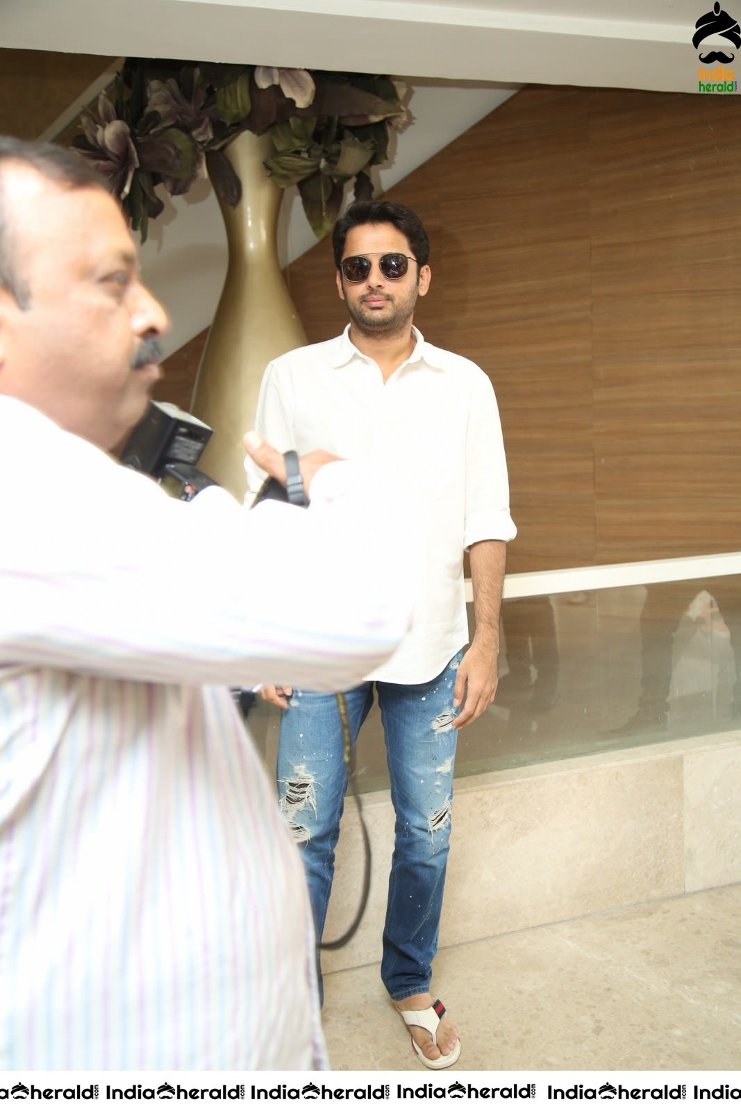 Hot Rashmika Mandanna Thigh Show with Nithiin at Bheesma Throwback Event Photos Set 2