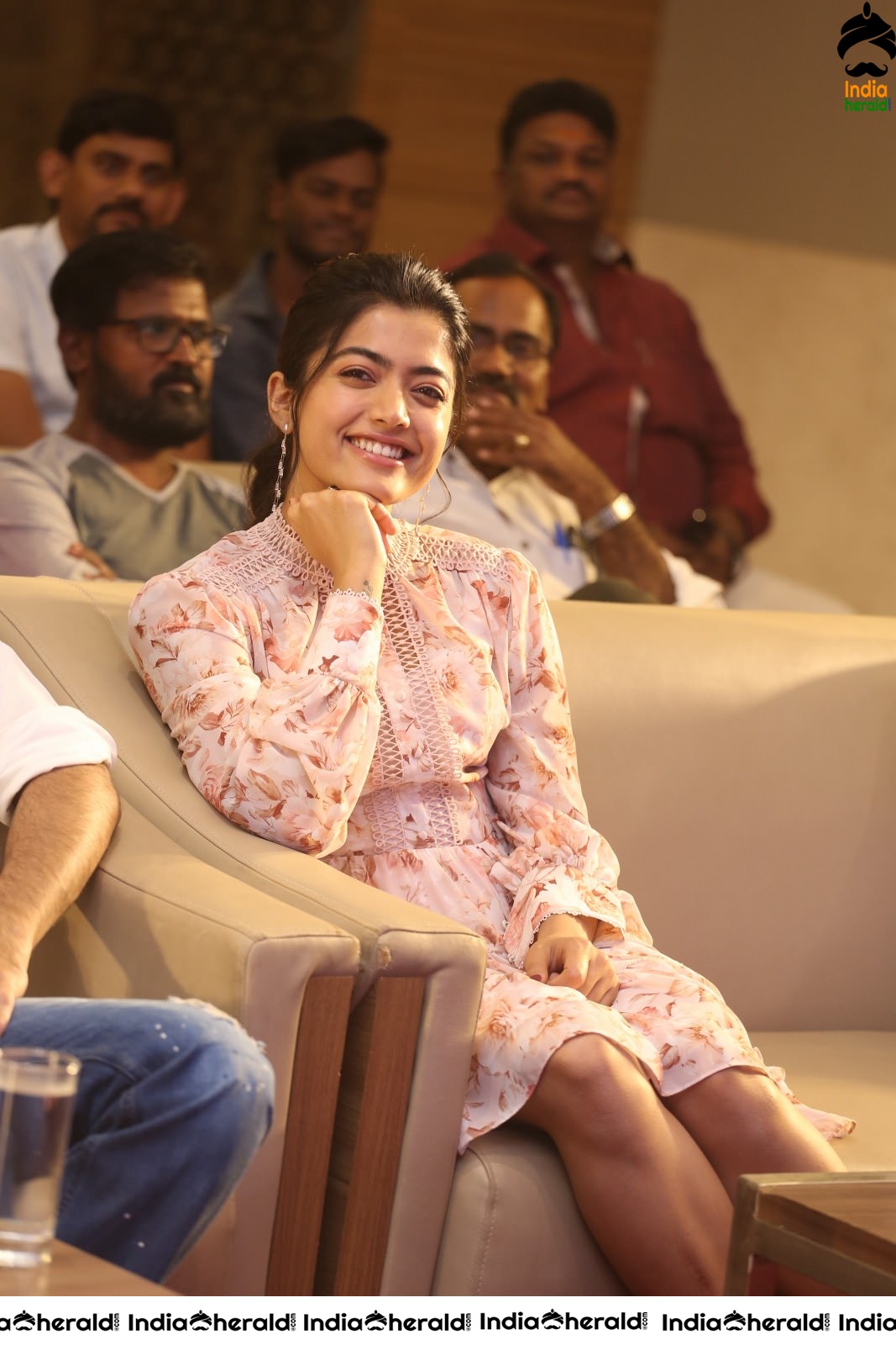 Hot Rashmika Mandanna Thigh Show with Nithiin at Bheesma Throwback Event Photos Set 3