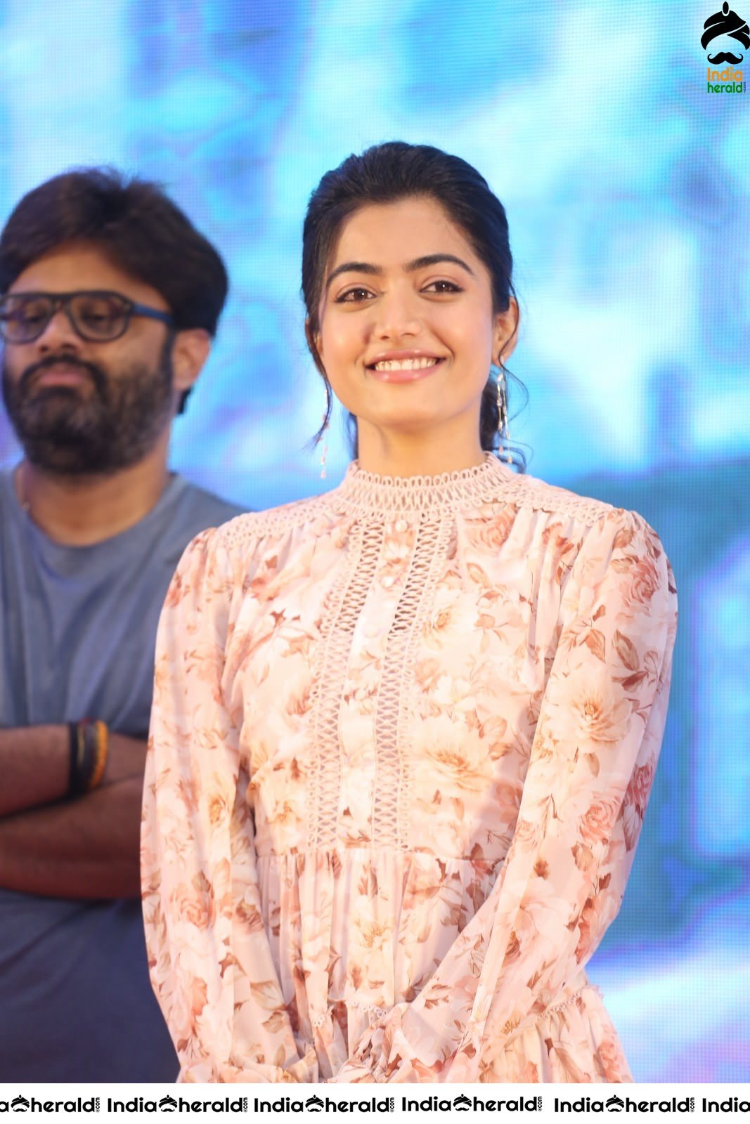 Hot Rashmika Mandanna Thigh Show with Nithiin at Bheesma Throwback Event Photos Set 8