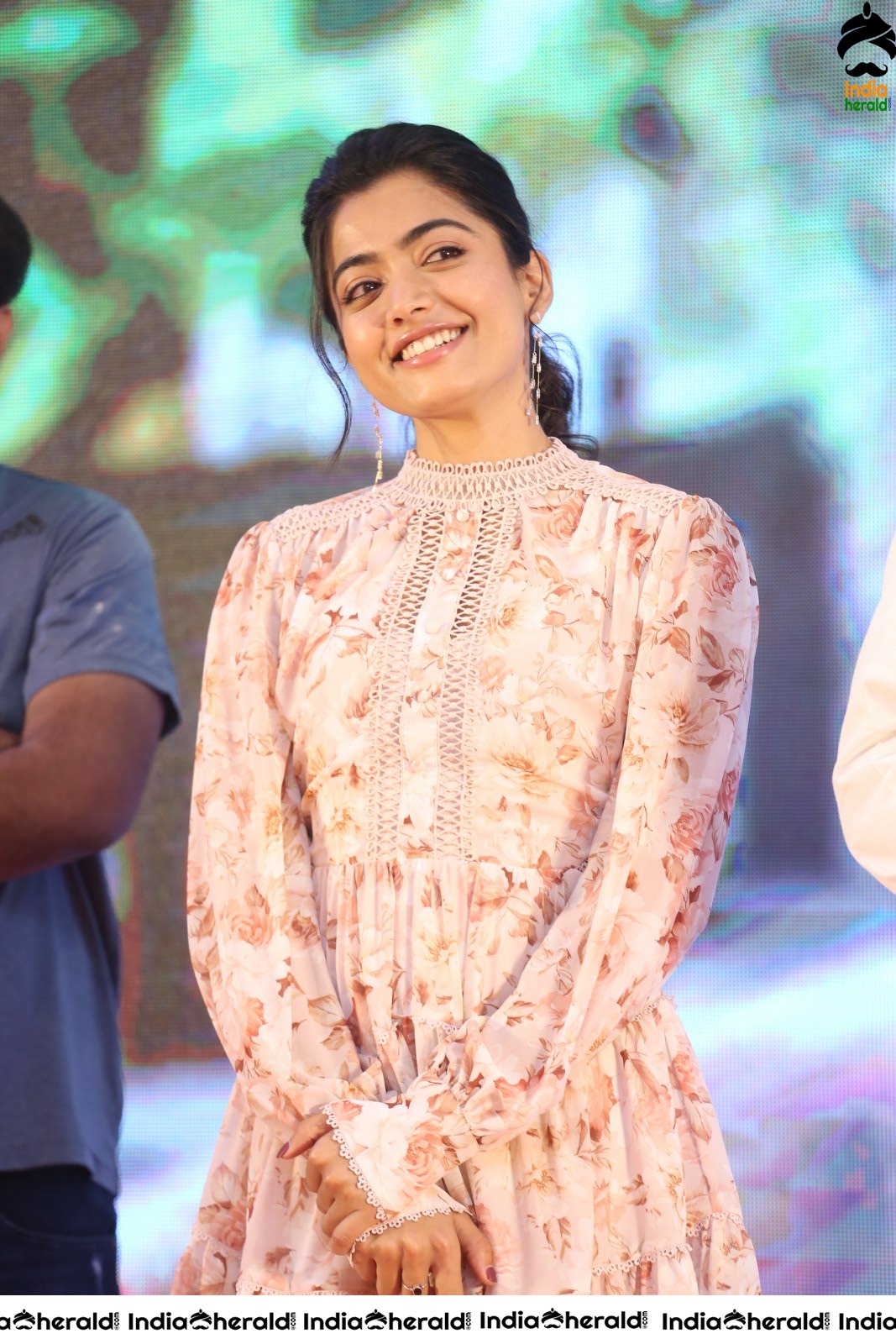 Hot Rashmika Mandanna Thigh Show with Nithiin at Bheesma Throwback Event Photos Set 8