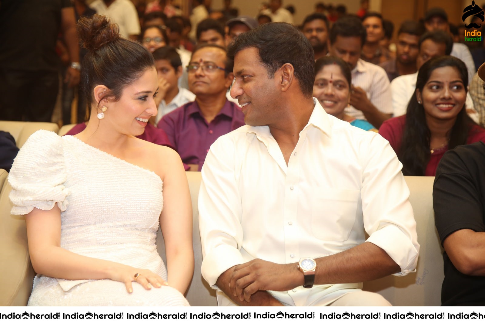 Hot Tamannaah in White close with Vishal at Action Throwback Event Set 1