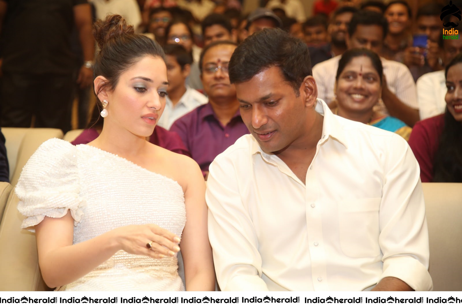 Hot Tamannaah in White close with Vishal at Action Throwback Event Set 1