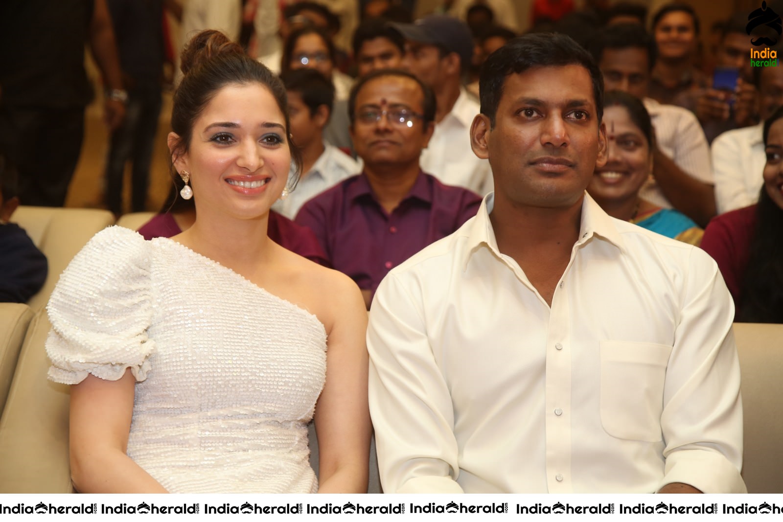 Hot Tamannaah in White close with Vishal at Action Throwback Event Set 1