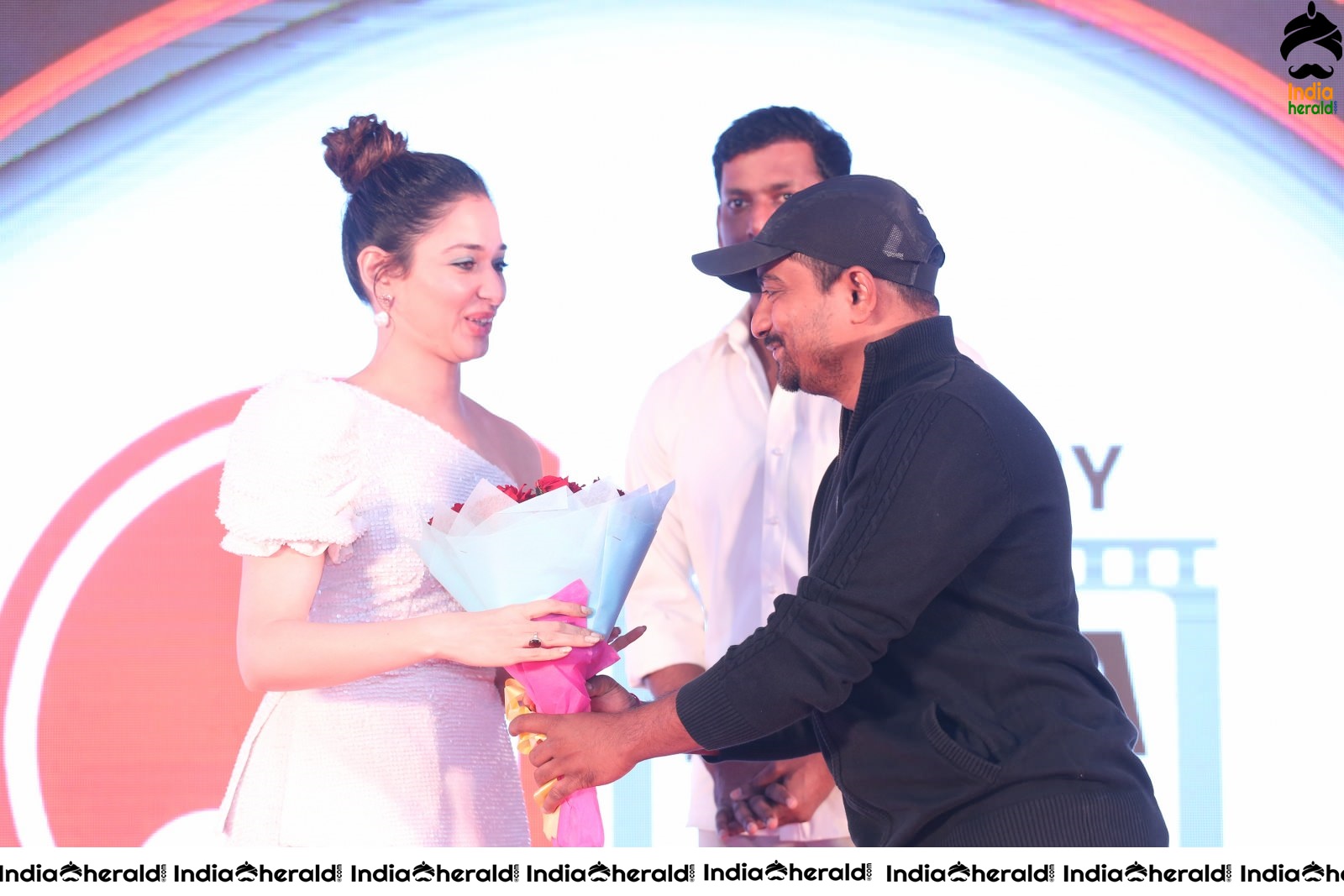 Hot Tamannaah in White close with Vishal at Action Throwback Event Set 3