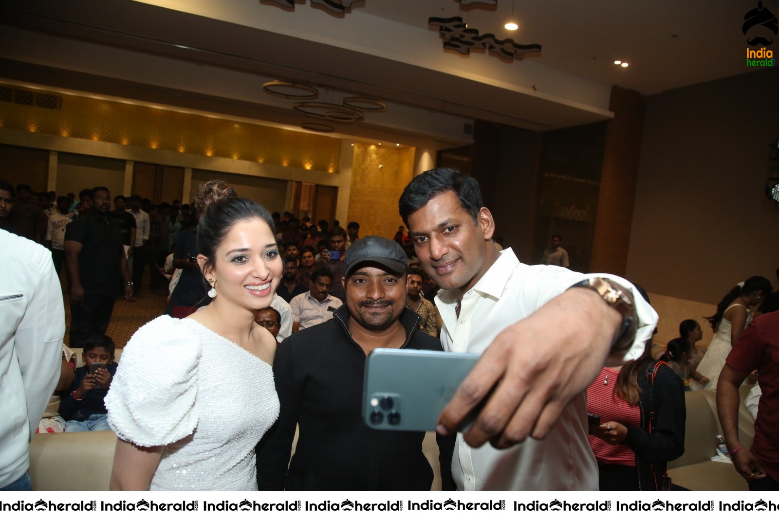 Hot Tamannaah in White close with Vishal at Action Throwback Event Set 5