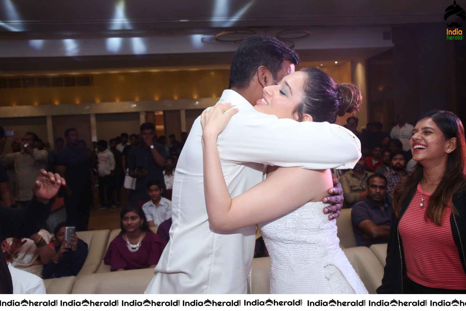 Hot Tamannaah in White close with Vishal at Action Throwback Event Set 5