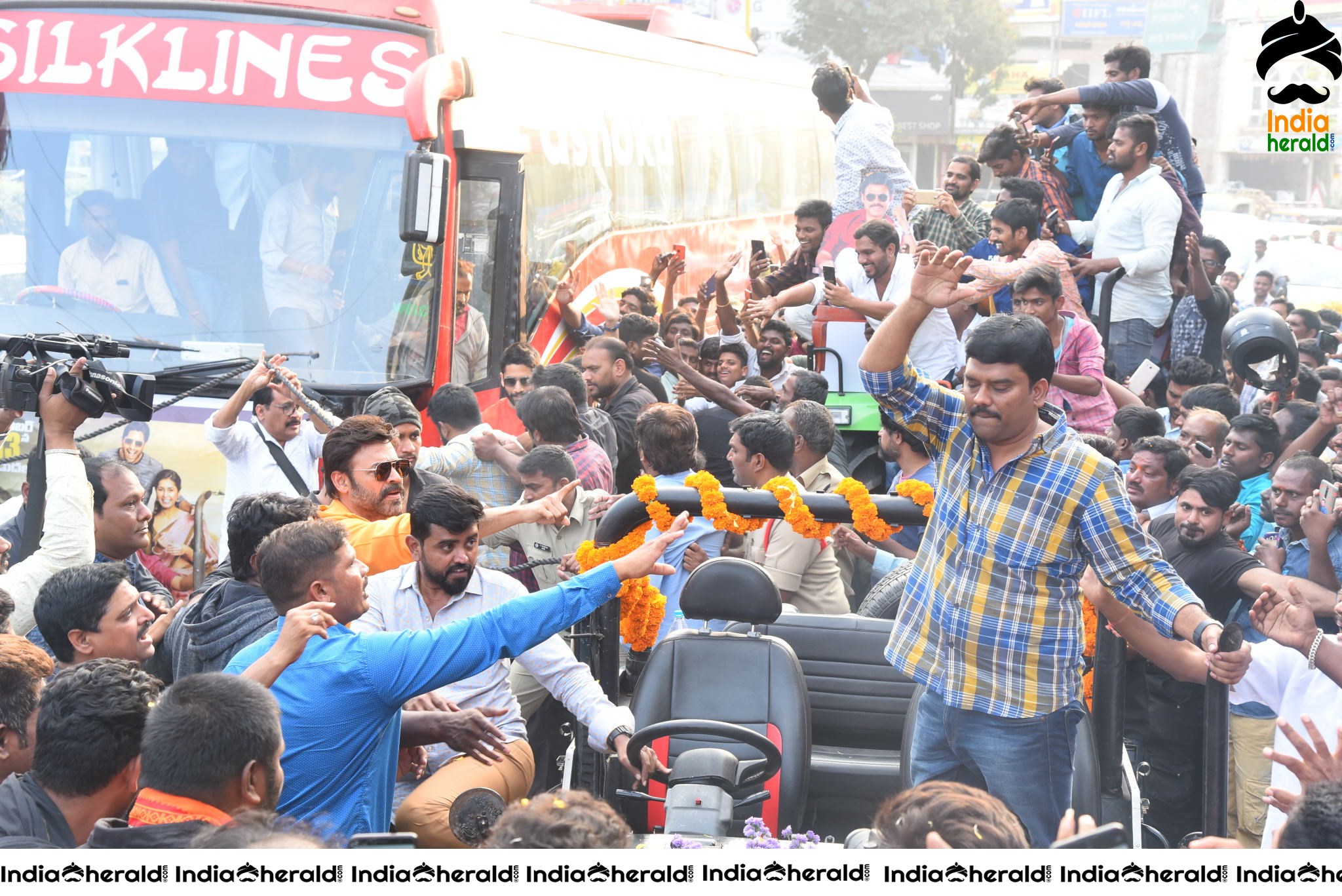 Huge Crowd at Venky Mama Pre Release Event in Khammam Set 1