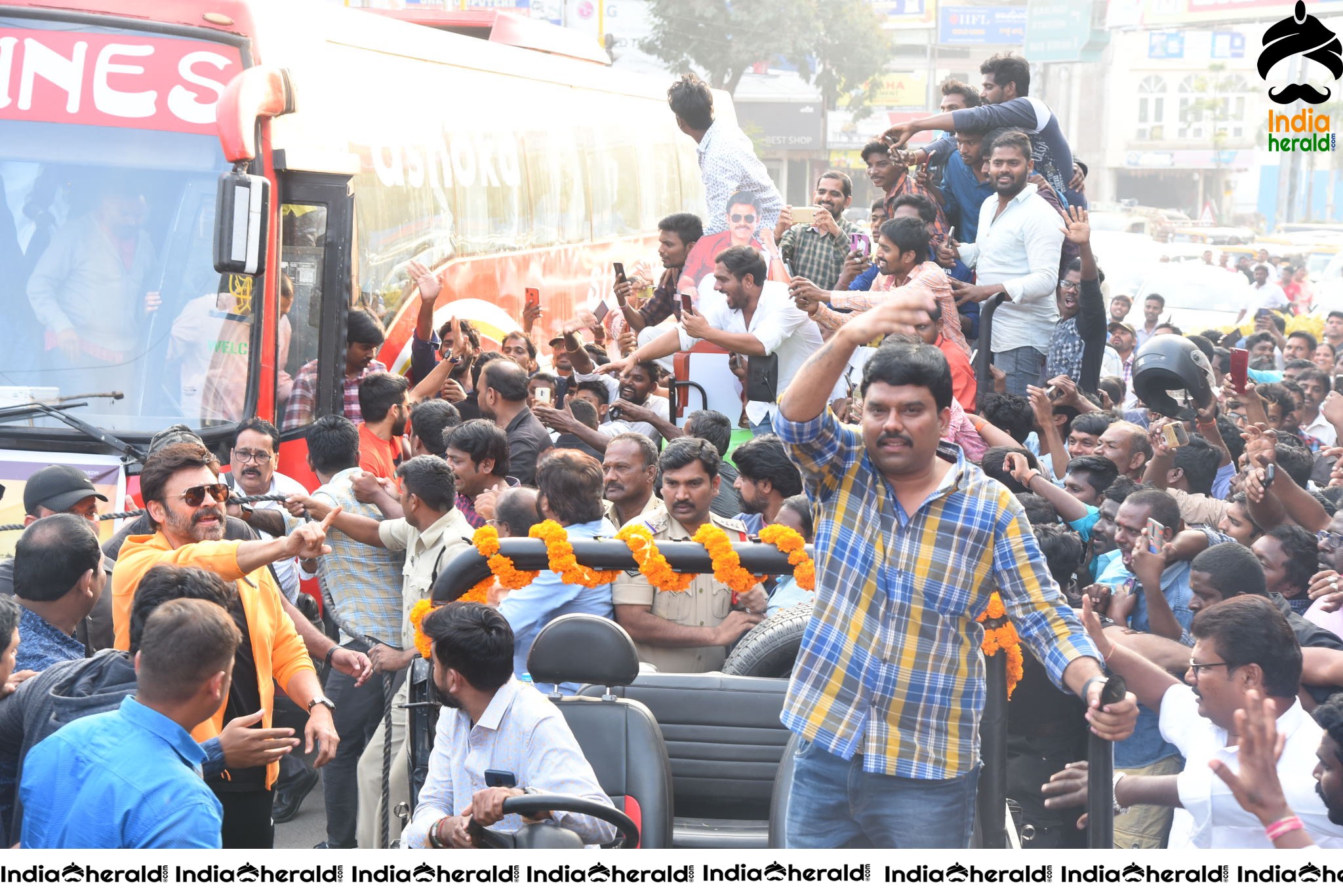 Huge Crowd at Venky Mama Pre Release Event in Khammam Set 1