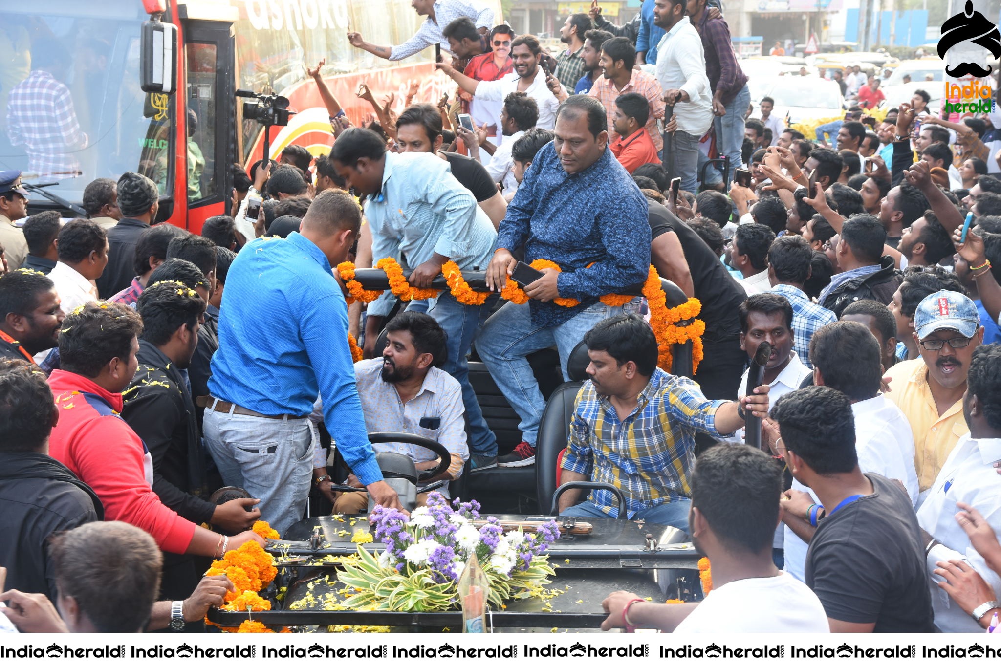 Huge Crowd at Venky Mama Pre Release Event in Khammam Set 1