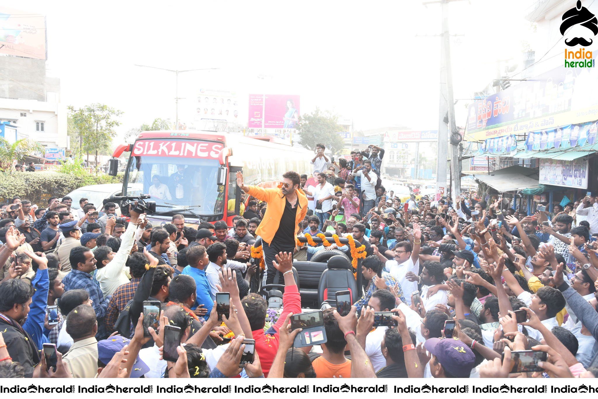 Huge Crowd at Venky Mama Pre Release Event in Khammam Set 1