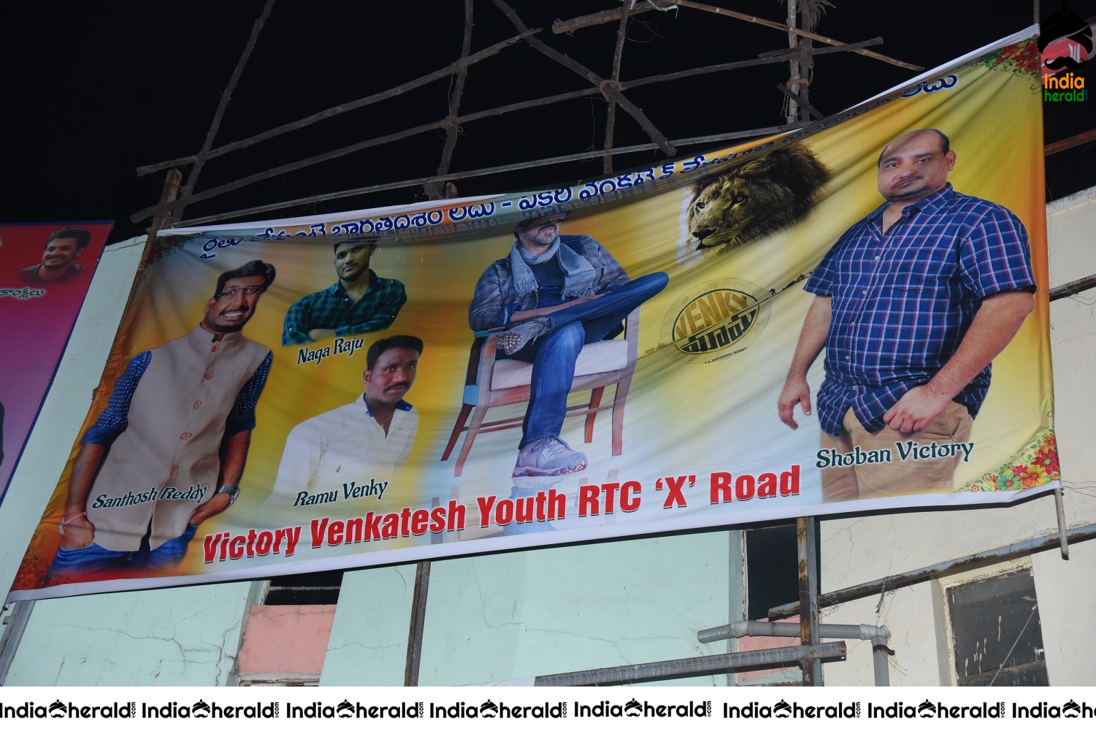 Huge Hoardings and Crackers Bursted for welcoming Venky Mama Team to Devi Theater Set 1