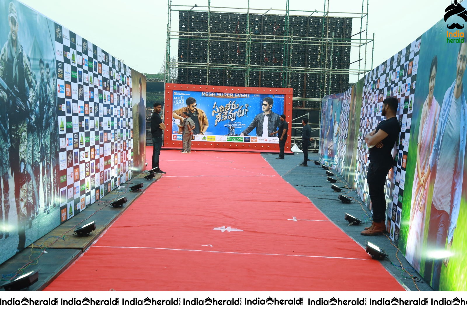 Huge Hoardings and Cut Outs erected at Sarileru Neekevvaru Event Set 1