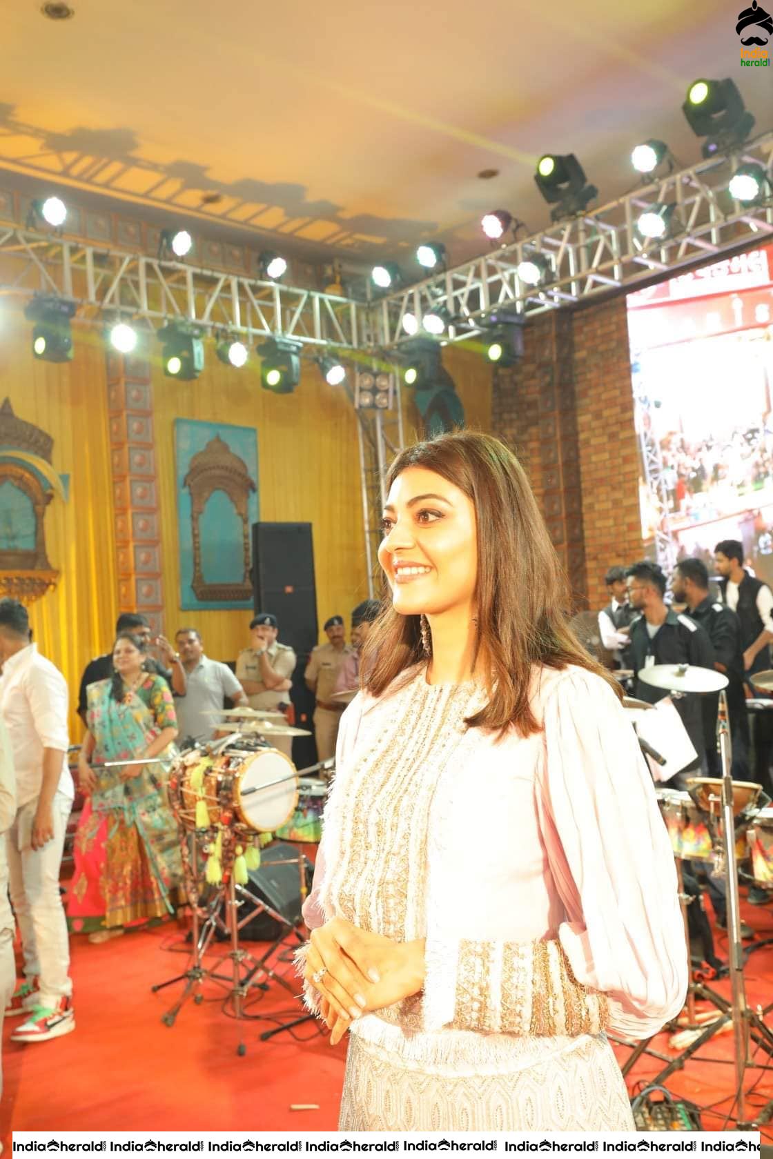 Kajal Aggarwal Looking Angelic in White before a massive crowd during a Public Event Set 1