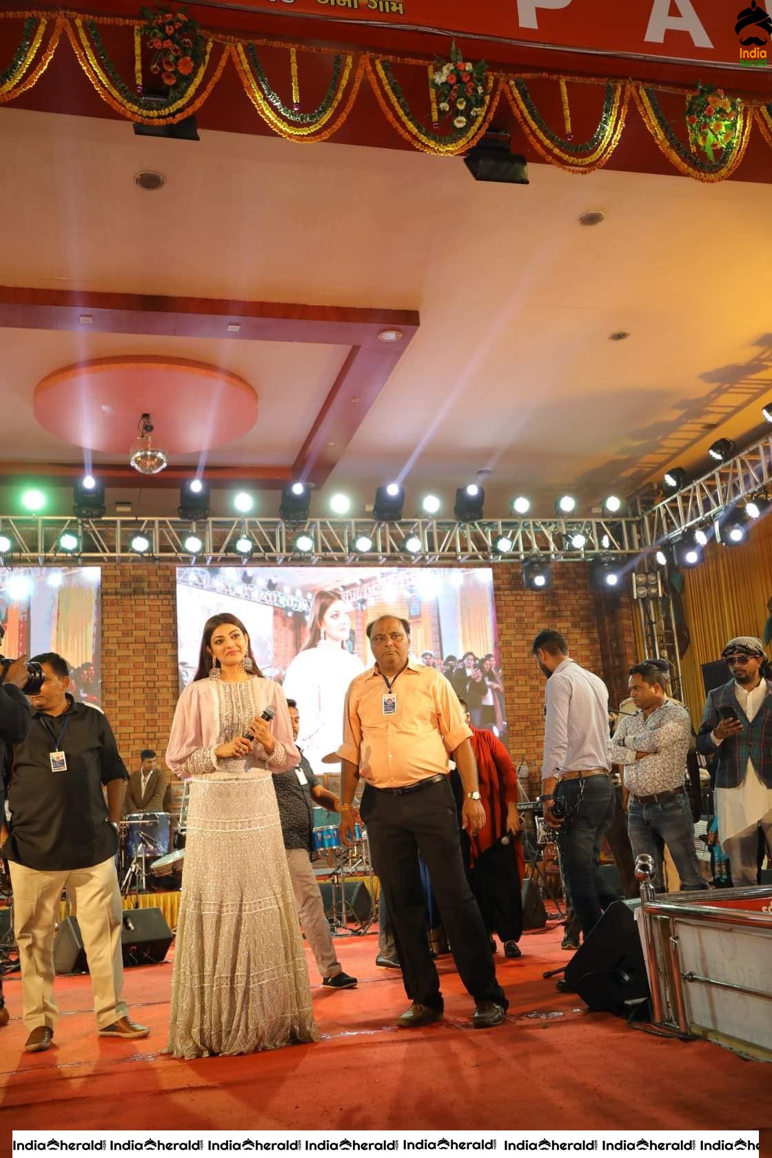 Kajal Aggarwal Looking Angelic in White before a massive crowd during a Public Event Set 1