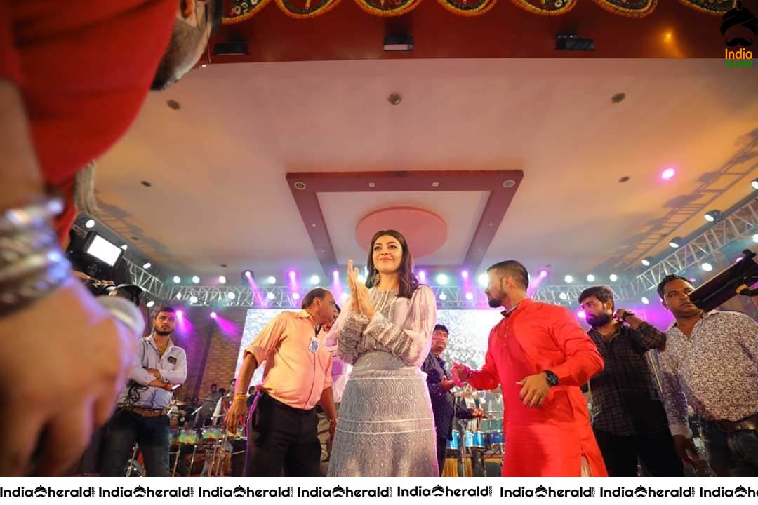 Kajal Aggarwal Looking Angelic in White before a massive crowd during a Public Event Set 2