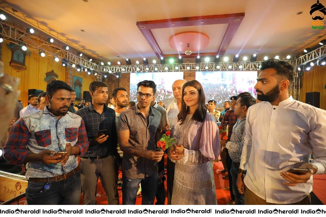 Kajal Aggarwal Looking Angelic in White before a massive crowd during a Public Event Set 2