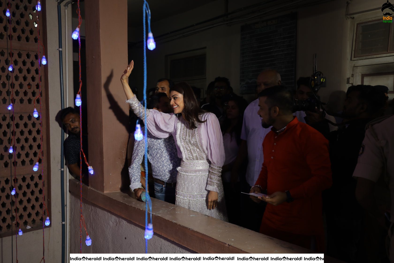 Kajal Aggarwal Looking Angelic in White before a massive crowd during a Public Event Set 7
