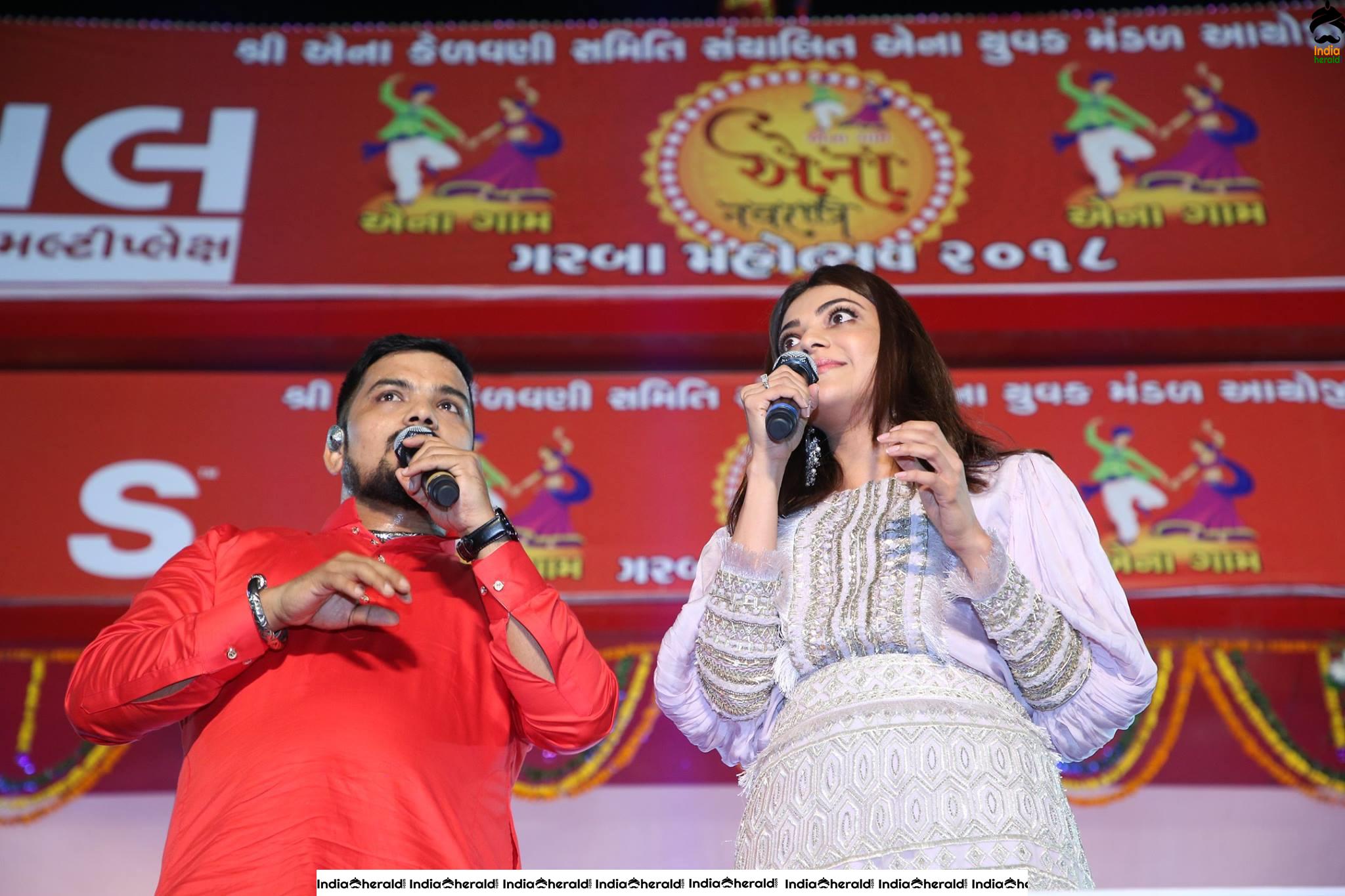 Kajal Aggarwal Looking Angelic in White before a massive crowd during a Public Event Set 7