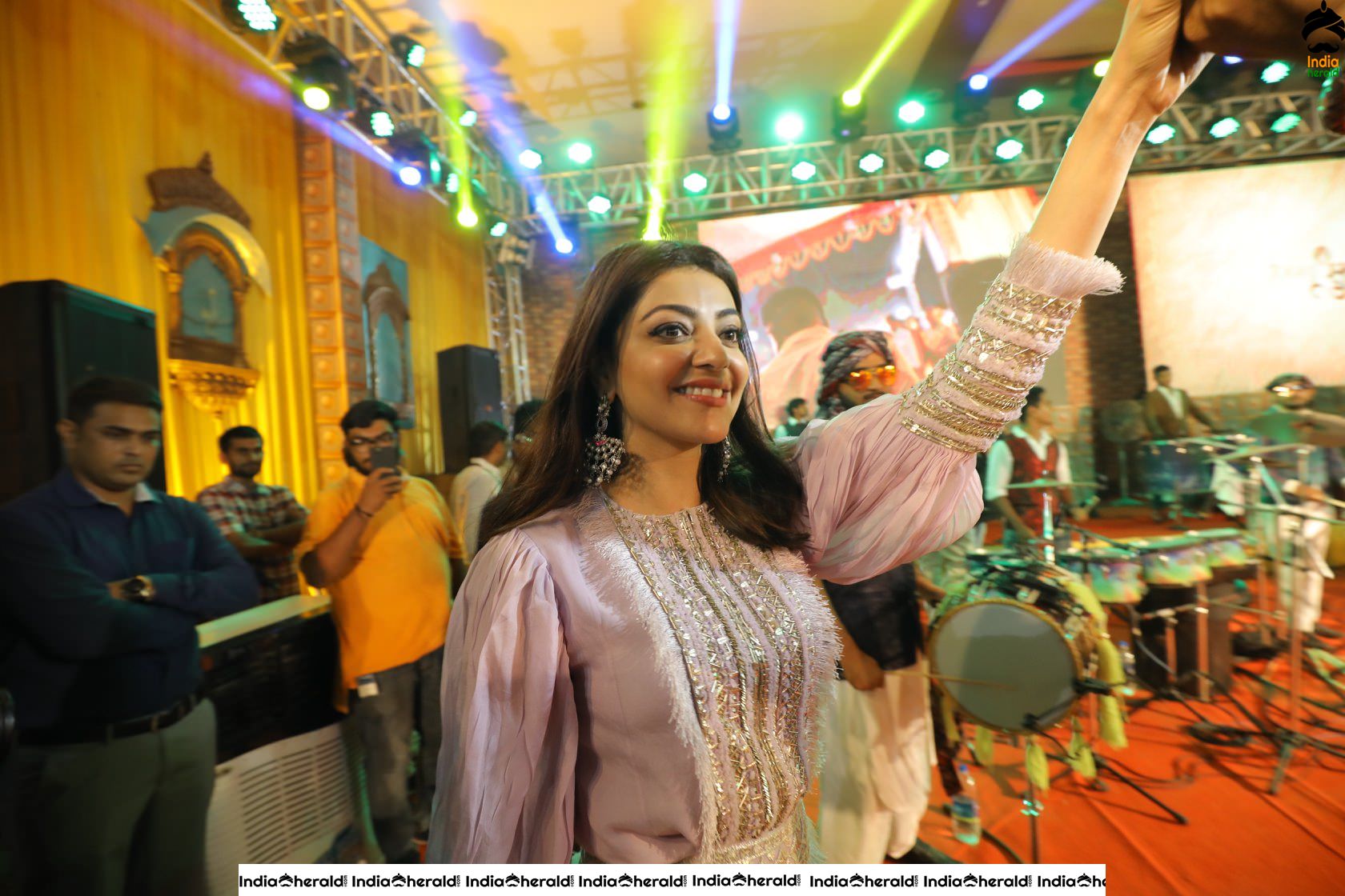Kajal Aggarwal Looking Angelic in White before a massive crowd during a Public Event Set 7