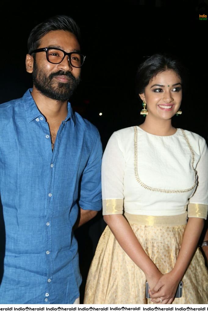 Keerthy Suresh and Dhanush in Thodari Throwback Event Photos Set 2