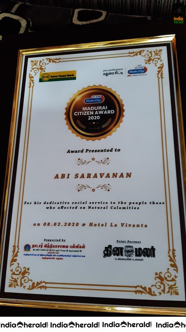 Mayanadhi fame Actor Abi Saravanan bags Three Awards on same day