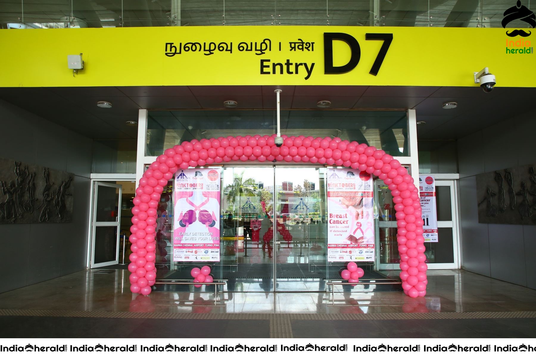 Namma Chennai Airport Turns Pink PINKTOBER 2019 Breast Cancer Free India Event Photos Set 1