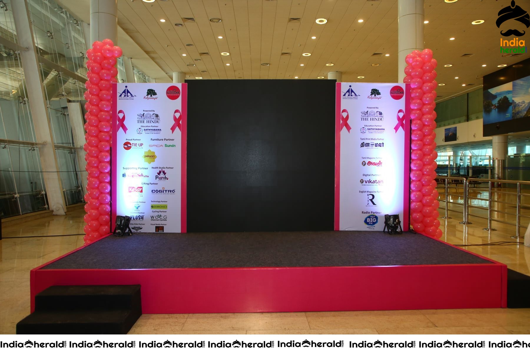 Namma Chennai Airport Turns Pink PINKTOBER 2019 Breast Cancer Free India Event Photos Set 1