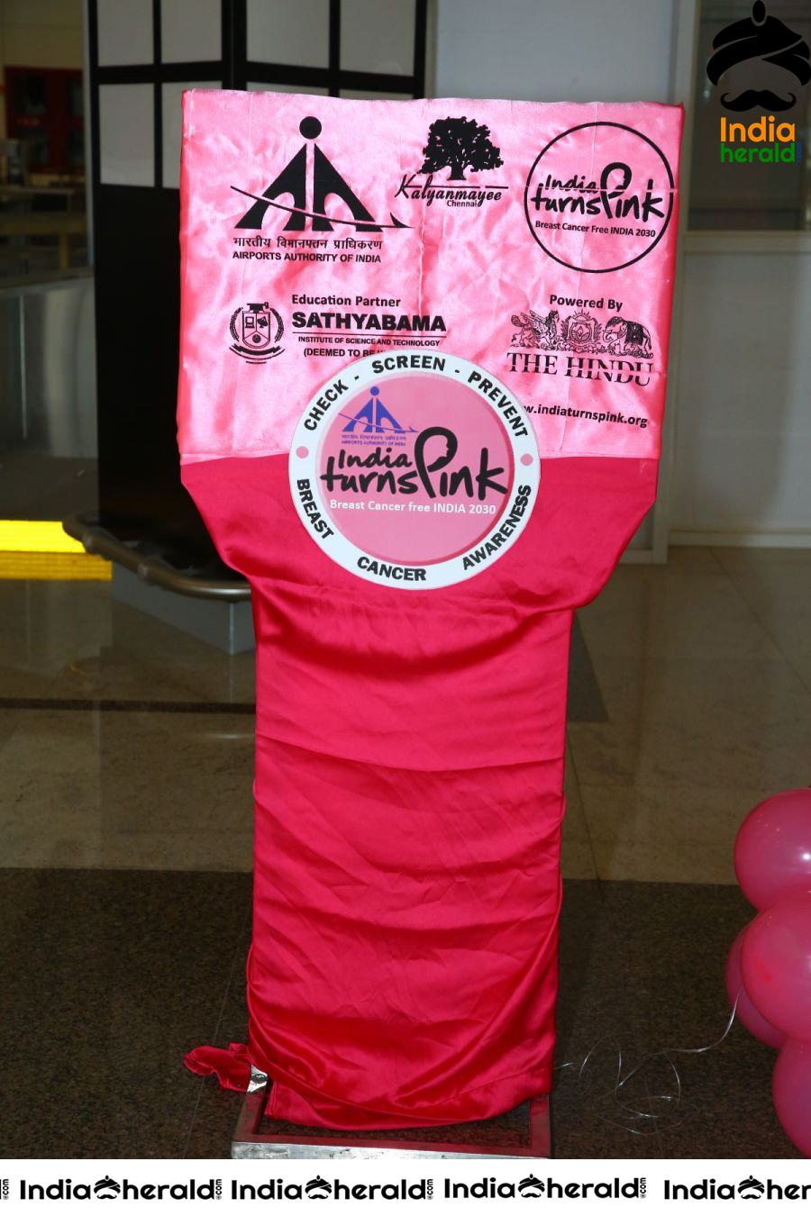 Namma Chennai Airport Turns Pink PINKTOBER 2019 Breast Cancer Free India Event Photos Set 1