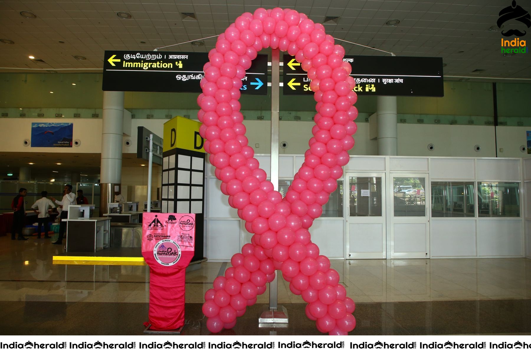 Namma Chennai Airport Turns Pink PINKTOBER 2019 Breast Cancer Free India Event Photos Set 1