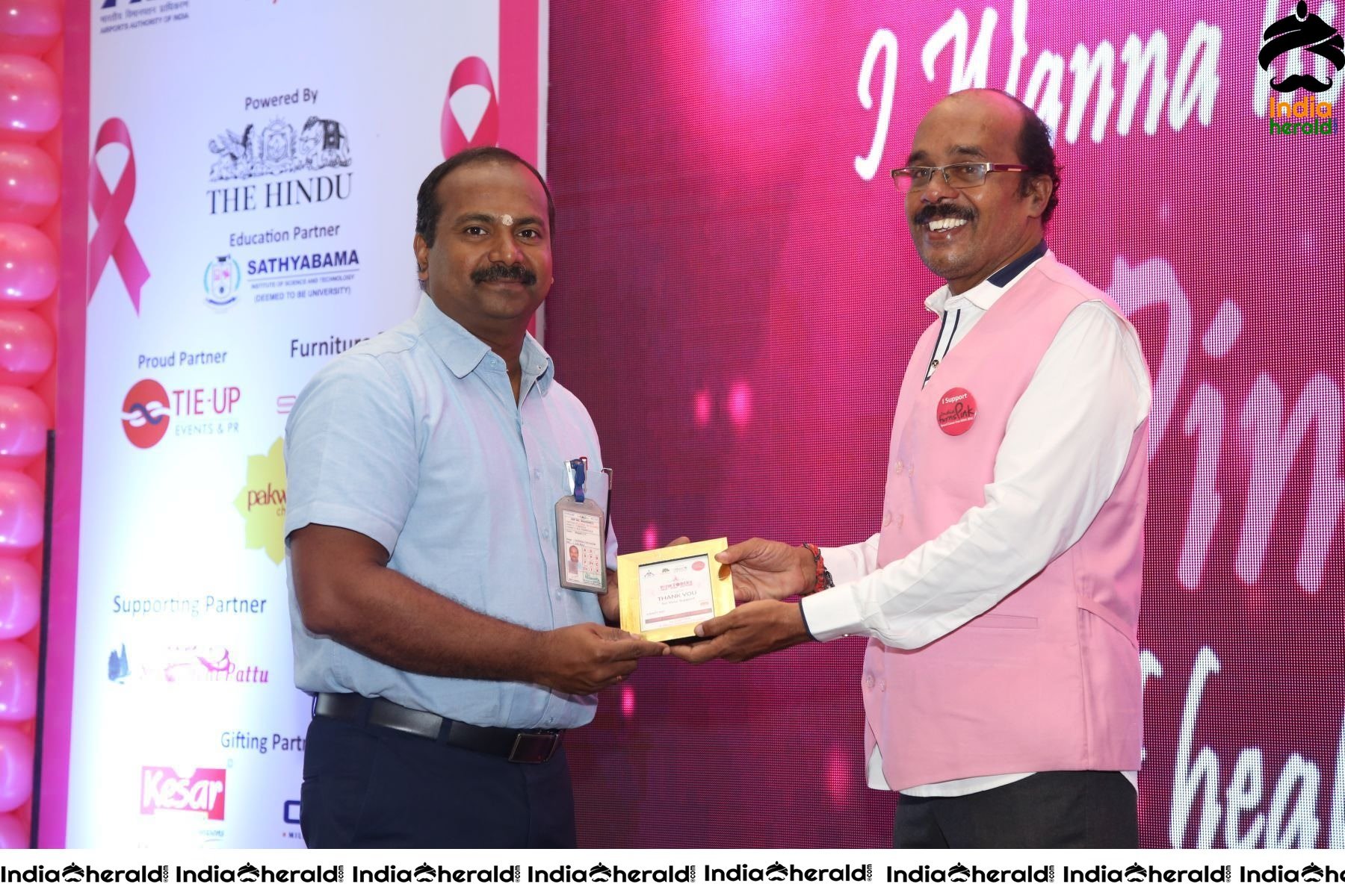 Namma Chennai Airport Turns Pink PINKTOBER 2019 Breast Cancer Free India Event Photos Set 2
