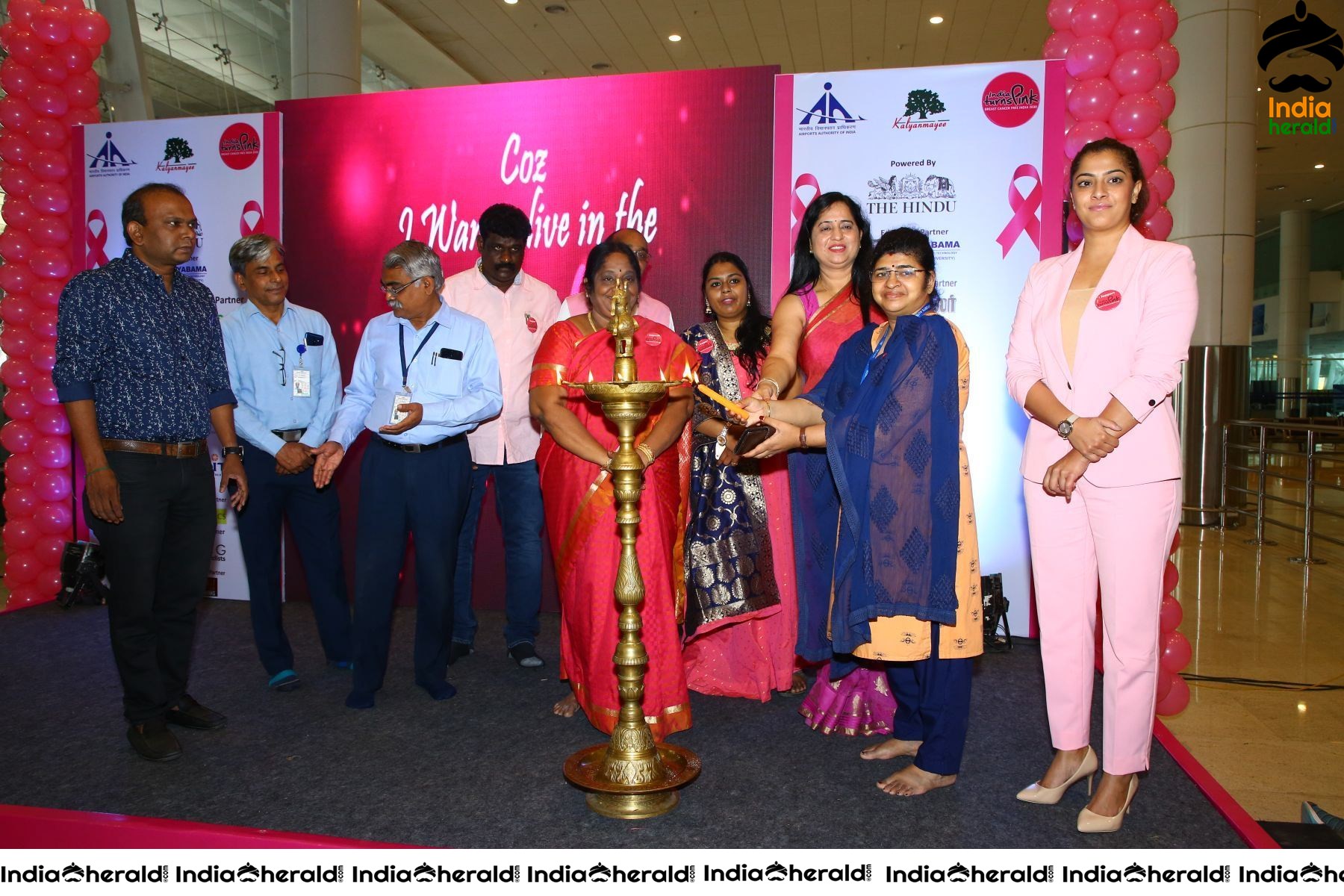 Namma Chennai Airport Turns Pink PINKTOBER 2019 Breast Cancer Free India Event Photos Set 3