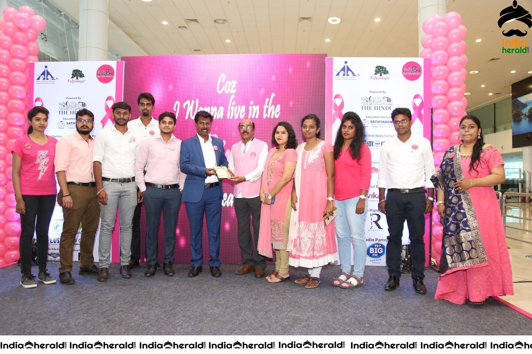 Namma Chennai Airport Turns Pink PINKTOBER 2019 Breast Cancer Free India Event Photos Set 3