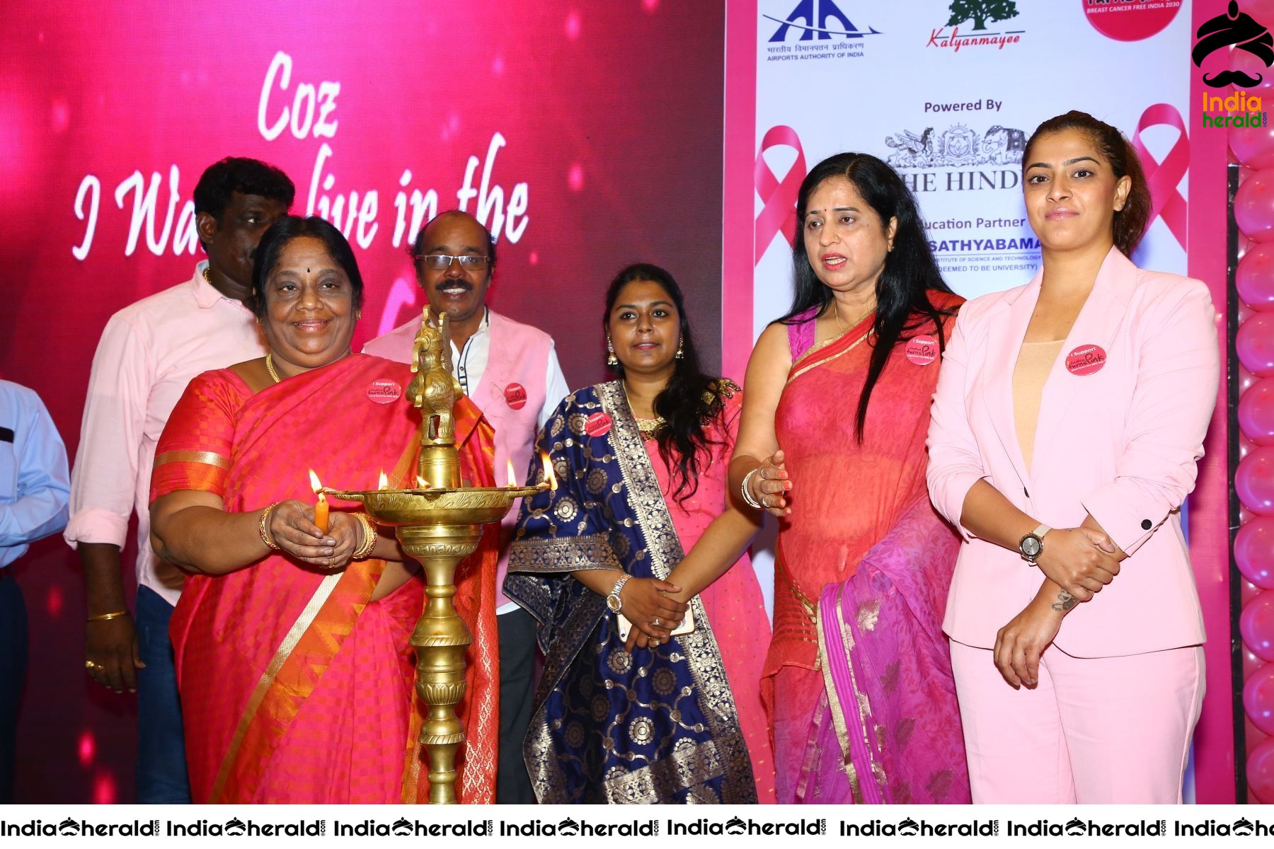 Namma Chennai Airport Turns Pink PINKTOBER 2019 Breast Cancer Free India Event Photos Set 3