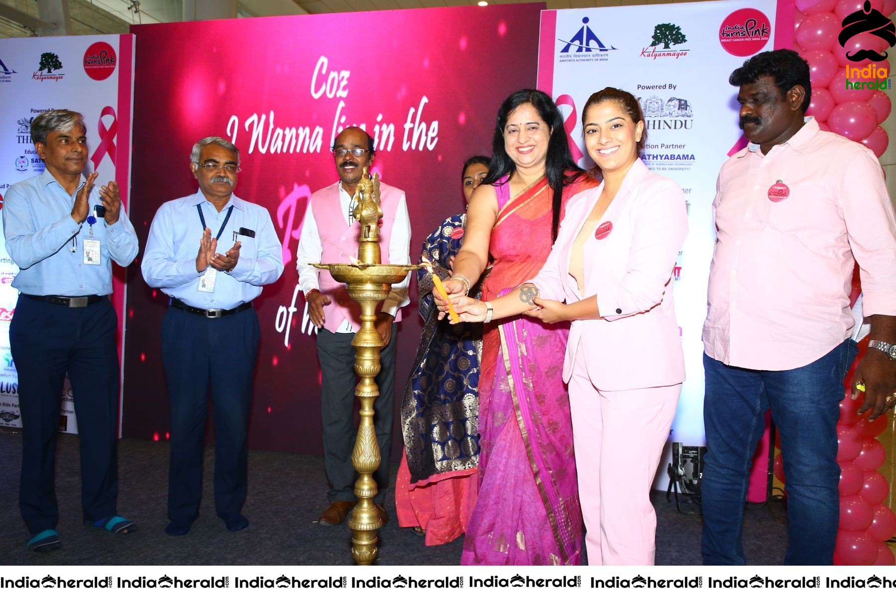 Namma Chennai Airport Turns Pink PINKTOBER 2019 Breast Cancer Free India Event Photos Set 3